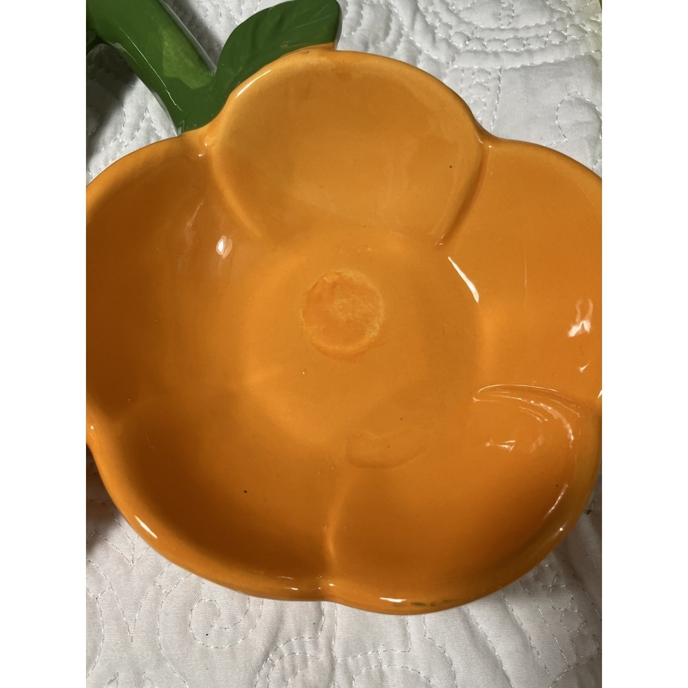 Retro MCM Kitsch Orange Ceramic Divided Dish California Pottery Style Whimsical - Picture 8 of 8